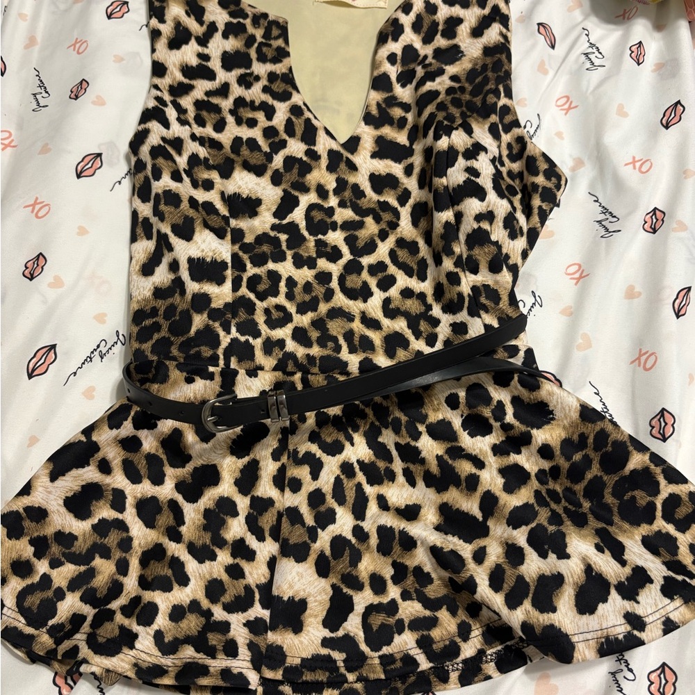 Leopard Print Dress with Belt